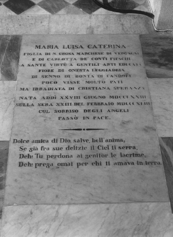 lapide tombale - bottega ligure (secondo quarto sec. XIX)