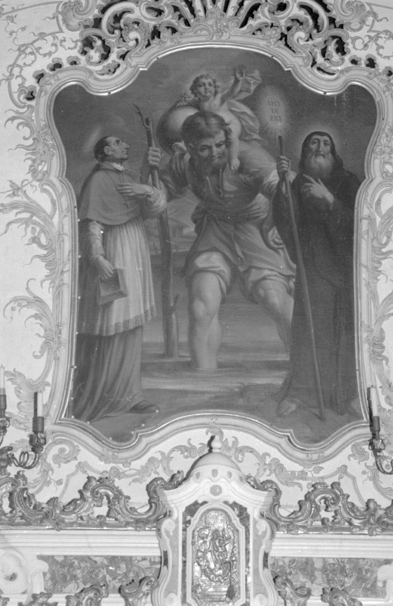 San Carlo Borromeo, San Cristoforo, San Francesco da Paola (dipinto, opera isolata) di Ratti Carlo Giuseppe (prima metà sec. XVIII)