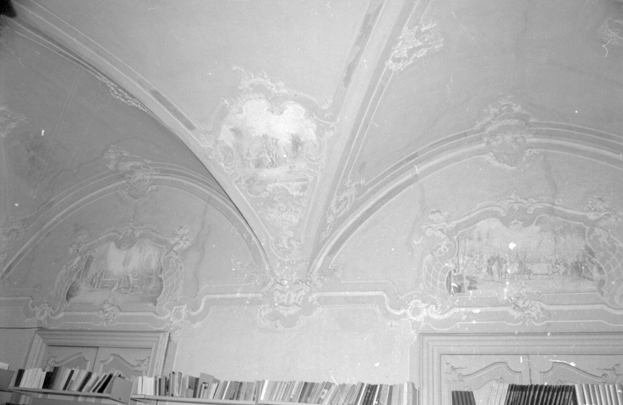 Incontri in giardino (dipinto, complesso decorativo) - ambito ligure (prima metà sec. XVIII)