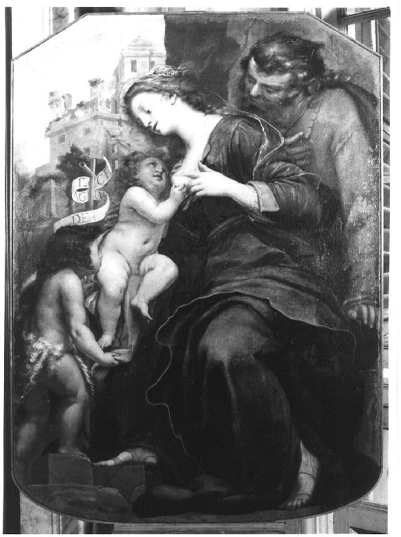 SACRA FAMIGLIA CON S.GIOVANNINO (dipinto) di Magnasco Stefano, Piola Pellegro (attribuito) (seconda metà sec. XVII)