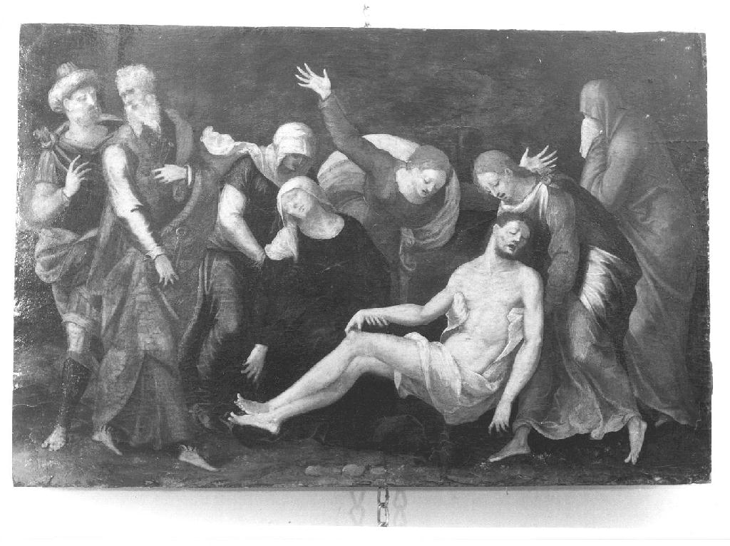 COMPIANTO SUL CRISTO MORTO (dipinto) - ambito toscano, PRODUZIONE GENOVESE (prima metà sec. XVI)