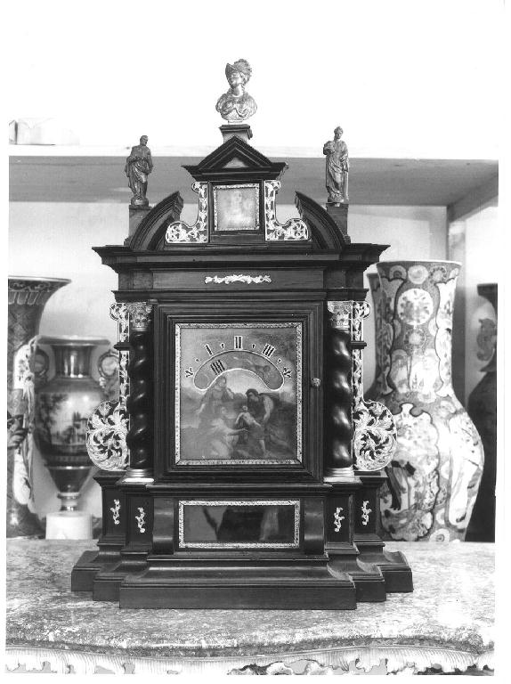 RITROVAMENTO DI MOSE' SALVATOR MUNDI, COSTANZA, TEMPO, MINERVA (orologio) - produzione romana (seconda metà sec. XVII)