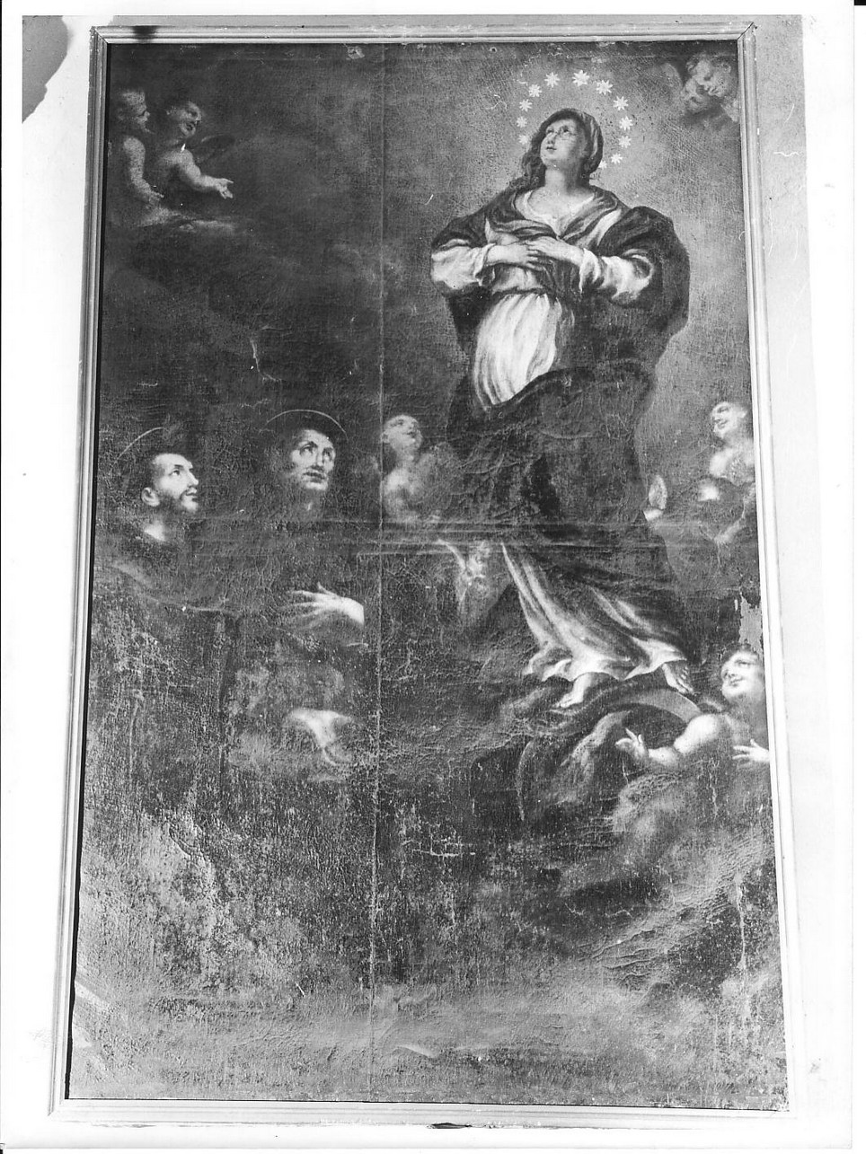 Immacolata Concezione con San Francesco d'Assisi e San Bonaventura (dipinto, opera isolata) - ambito ligure (secc. XVII/ XVIII)