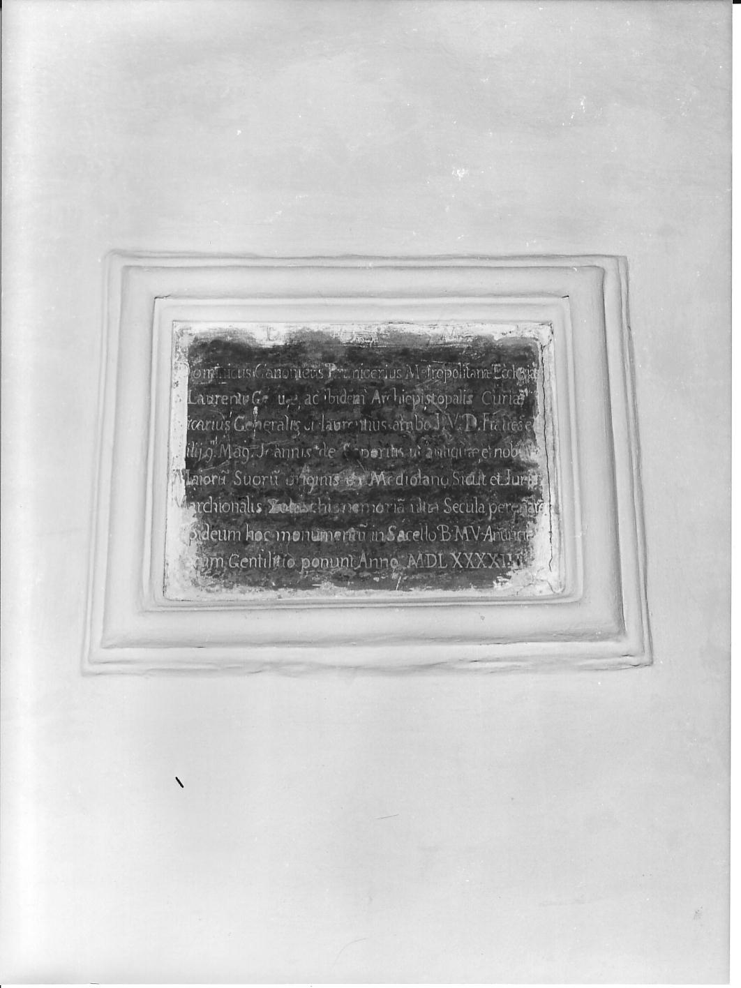 lapide commemorativa, opera isolata - bottega ligure (sec. XVI)