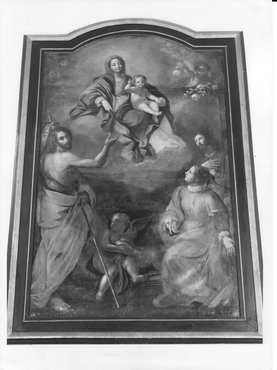 Madonna con Bambino e San Giovanni Battista, San Rocco e Santa Caterina da Genova (dipinto, opera isolata) - ambito ligure (fine sec. XVIII)