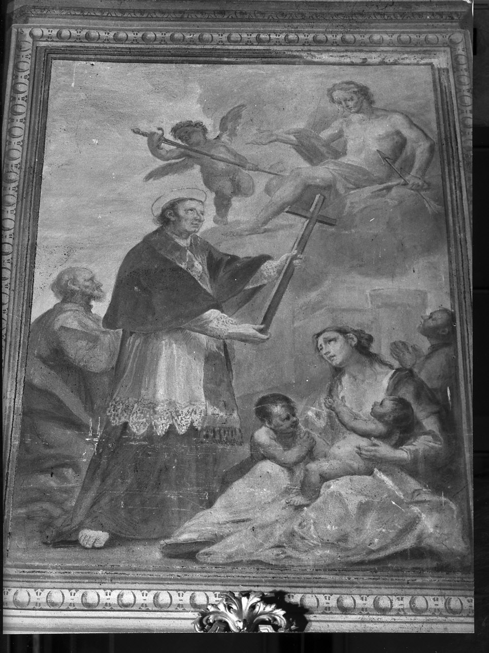 San Carlo Borromeo penitente in processione durante la peste (dipinto, opera isolata) di Brusco Paolo Gerolamo detto Bruschetto, Brusco Angelo Stefano (fine/inizio secc. XVIII/ XIX)