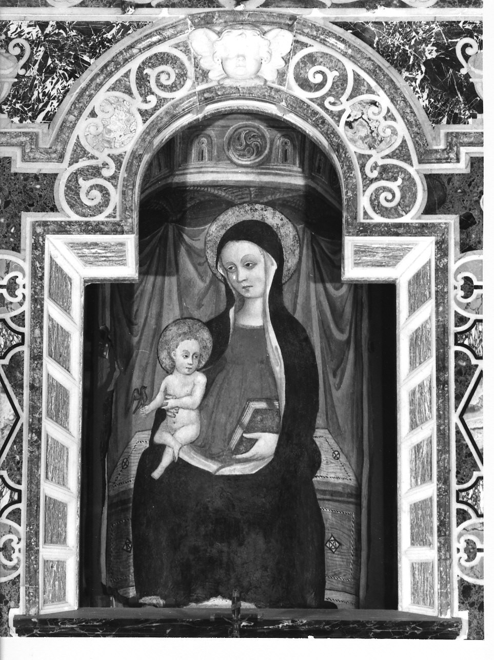 Madonna della colonna, Madonna con Bambino (dipinto, opera isolata) di Robertelli Aurelio (sec. XV)