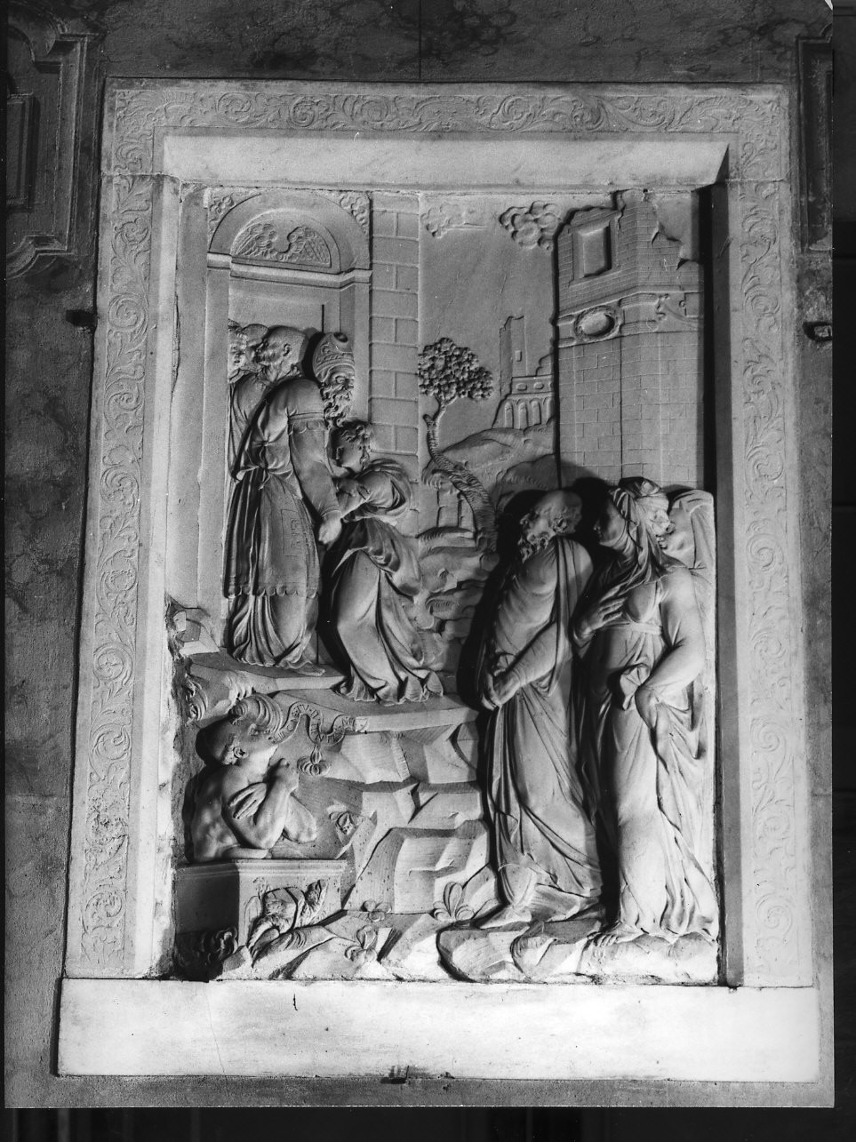 presentazione di Maria Vergine al tempio (rilievo, opera isolata) - bottega fiorentina (sec. XVI)