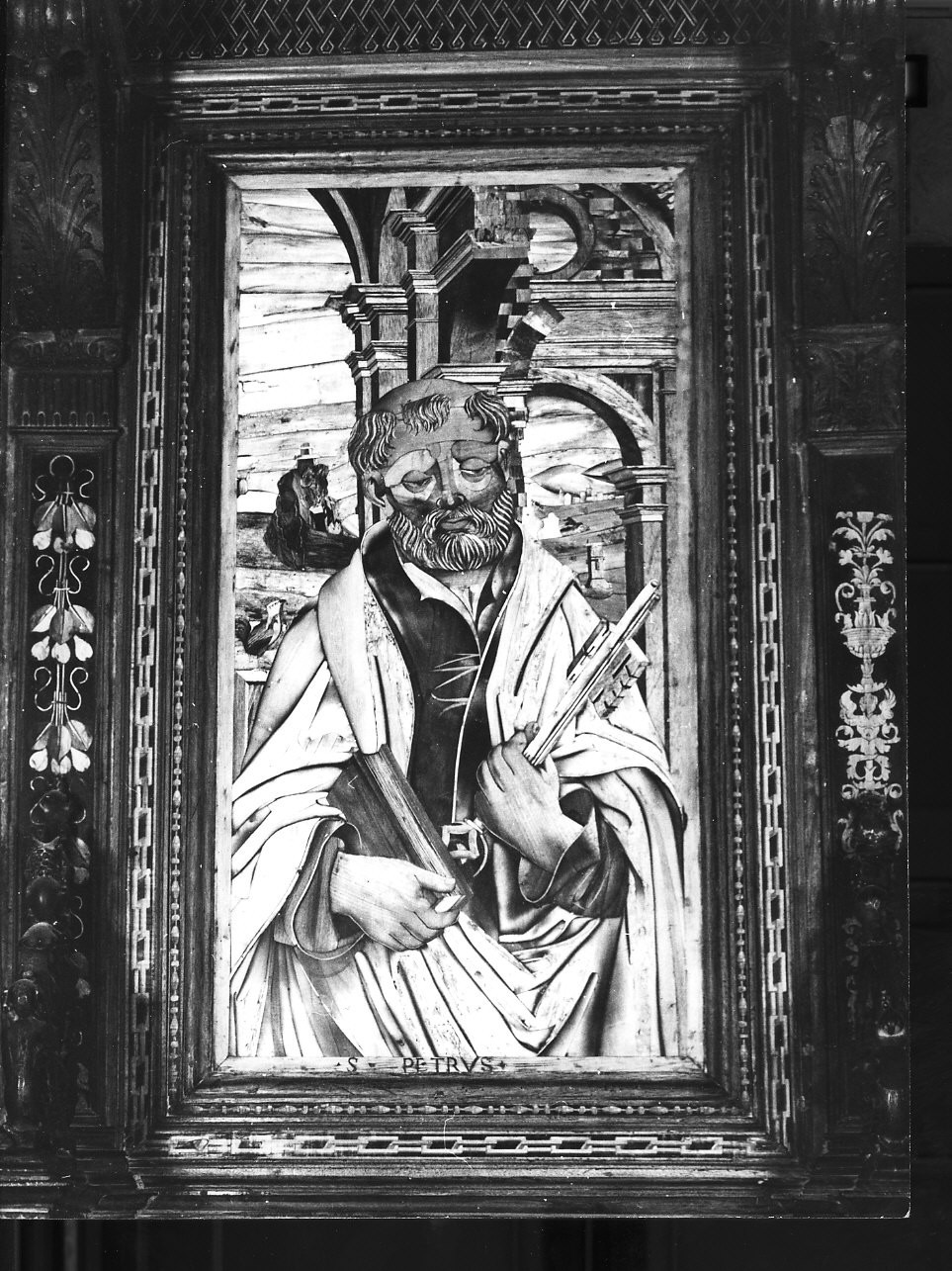 San Pietro Apostolo (dossale, elemento d'insieme) di De Fornari Anselmo (primo quarto sec. XVI)