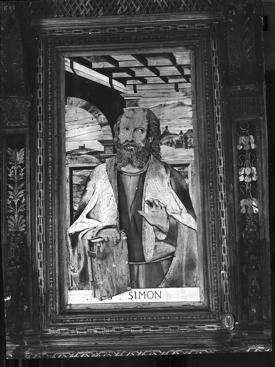 San Simone apostolo (dossale, elemento d'insieme) di De Rocchi Elia (primo quarto sec. XVI)