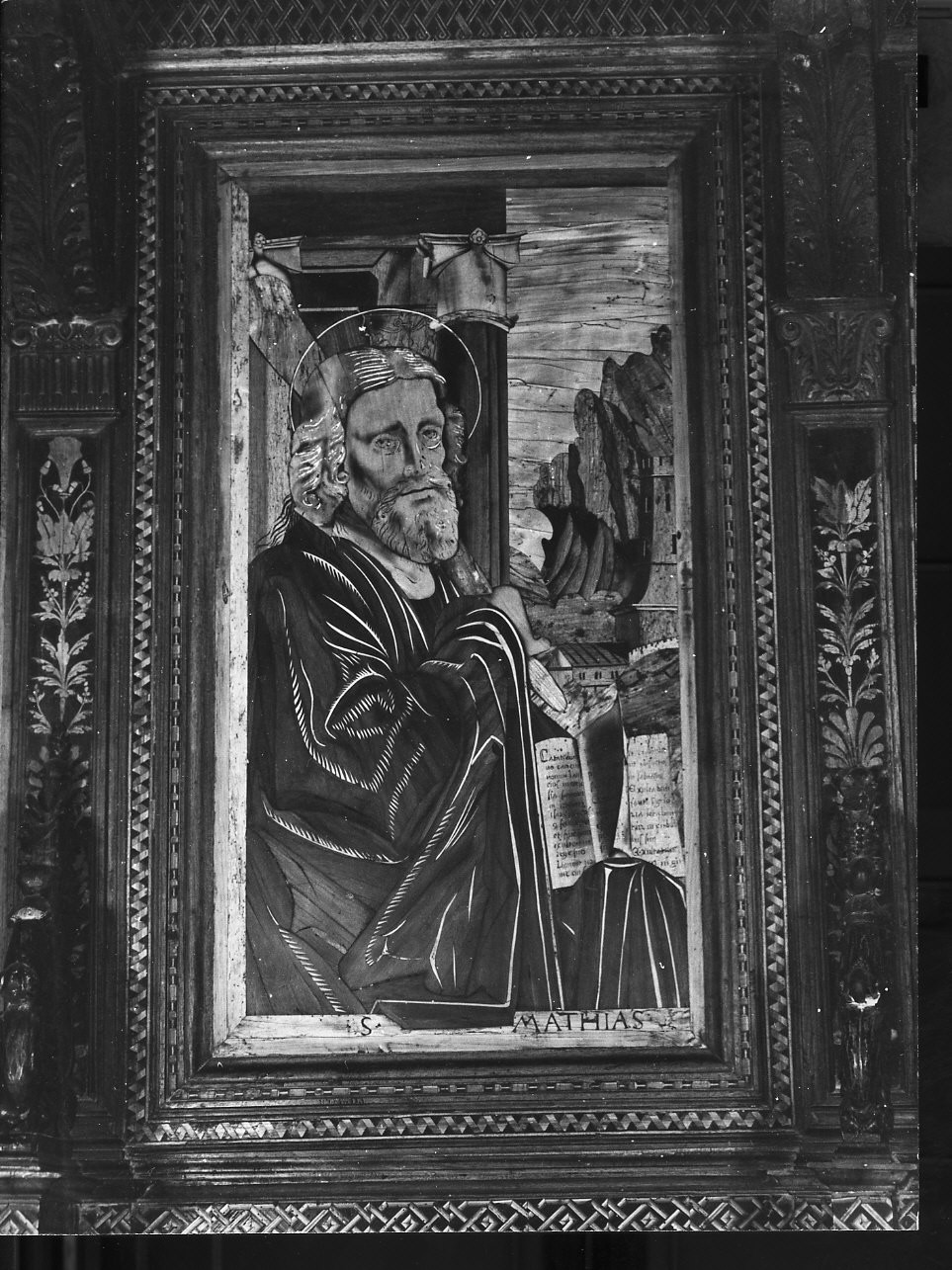 San Mattia apostolo (dossale, elemento d'insieme) di De Rocchi Elia (primo quarto sec. XVI)