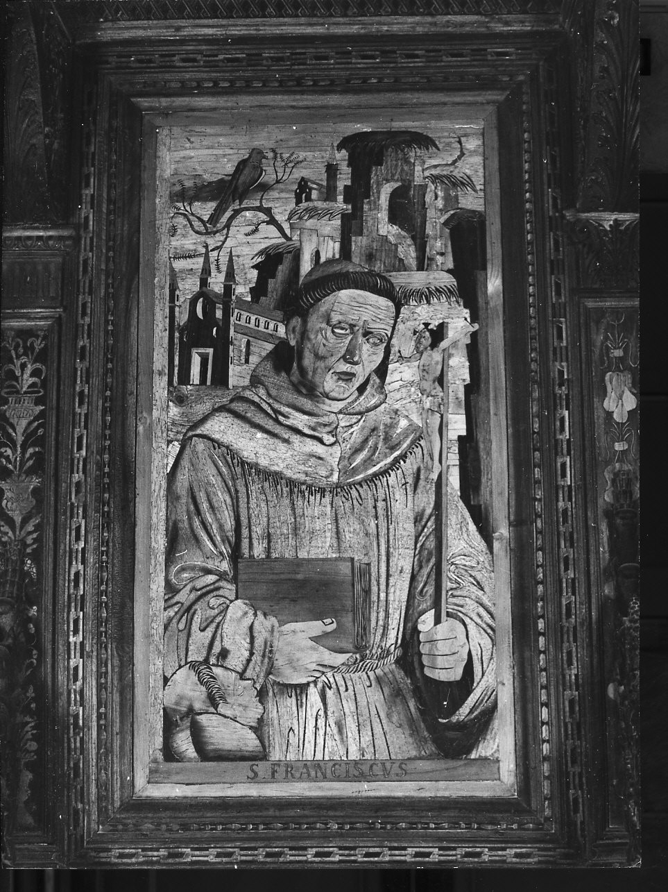San Francesco d'Assisi (dossale, elemento d'insieme) di De Rocchi Elia (primo quarto sec. XVI)