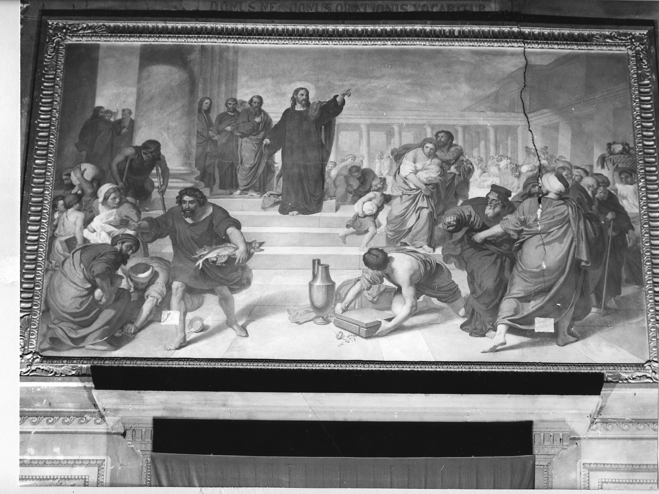 Cristo caccia i mercanti dal tempio (dipinto, opera isolata) di Coghetti Francesco (e aiuti) (sec. XIX)