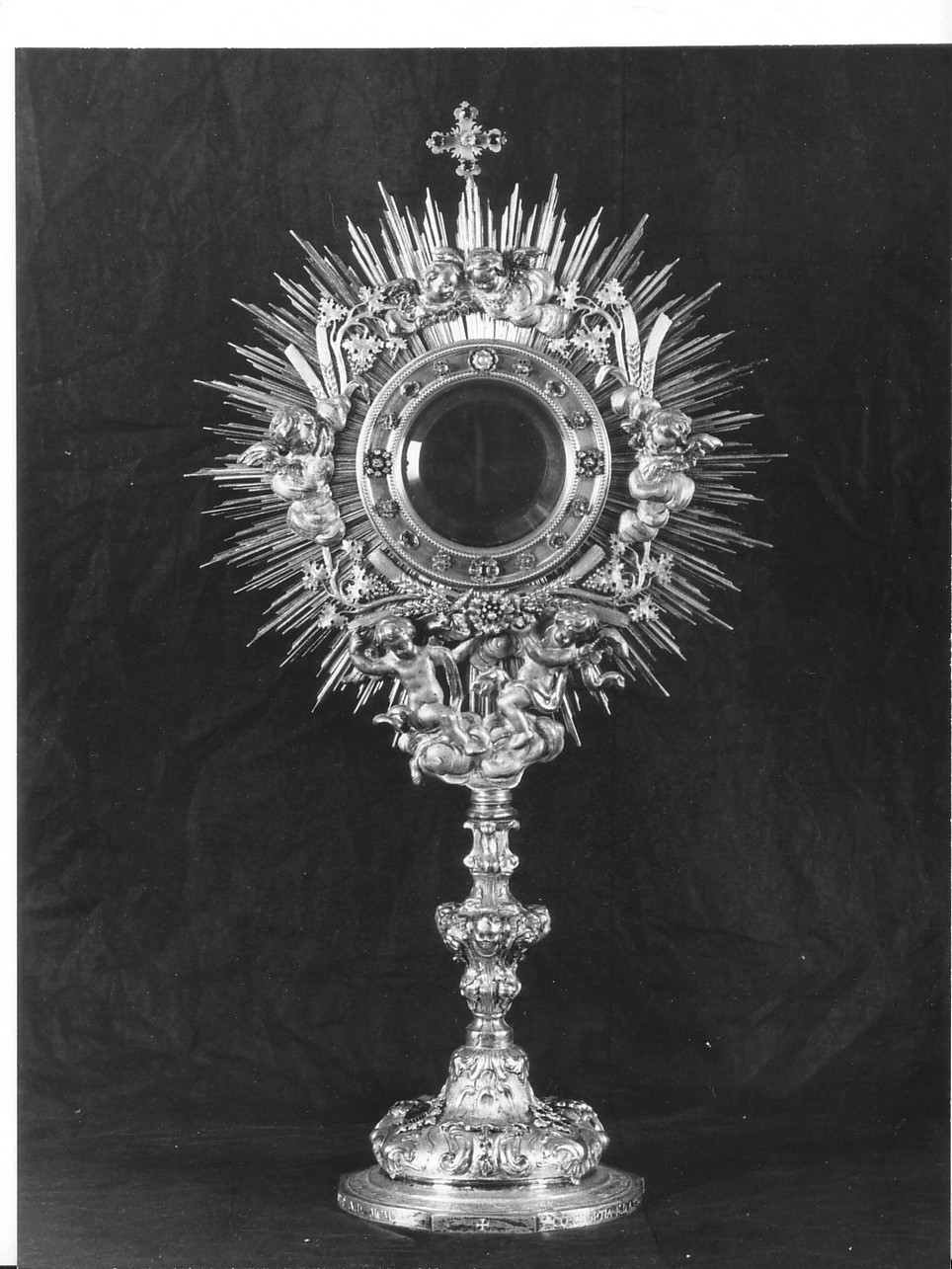 angeli e motivi decorativi fitomorfi (ostensorio - a raggiera, opera isolata) - bottega ligure (sec. XVIII, sec. XX)