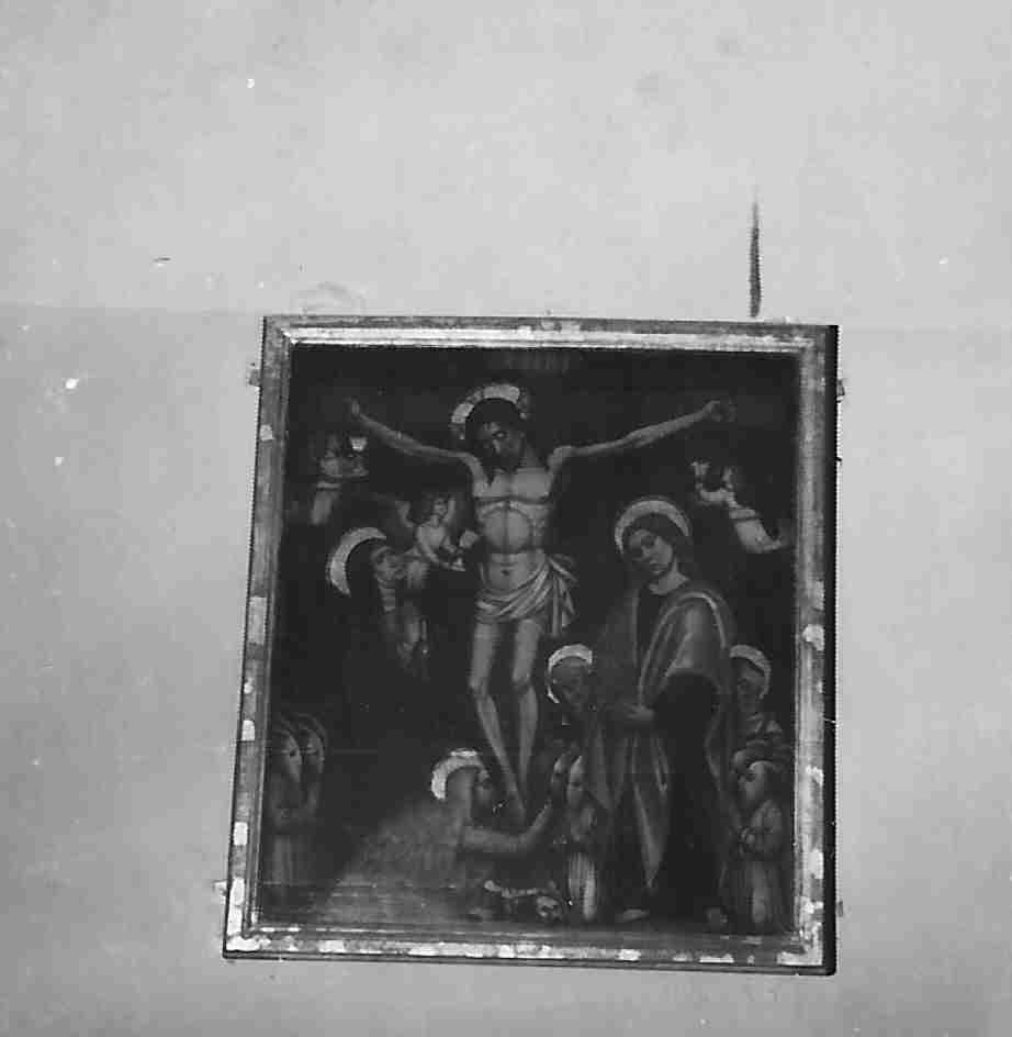 Cristo crocifisso con la Madonna, San Giovanni Evangelista, Santa Maria Maddalena, San Domenico e Sant'Antonio (dipinto, pendant) - ambito ligure (seconda metà sec. XV)