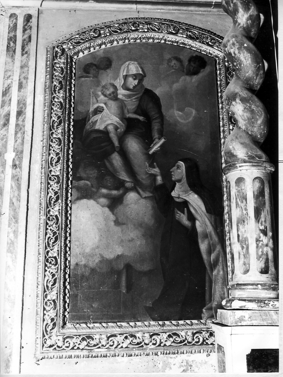 Santa Teresa d'Avila riceve dalla Madonna la lettera (dipinto, elemento d'insieme) - ambito italiano (sec. XIX)