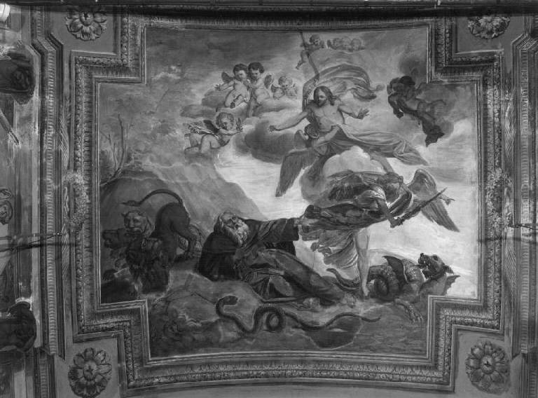 Sant'Antonio Abate liberato da Cristo dalle tentazioni (dipinto, elemento d'insieme) di Passano Giuseppe (secondo quarto sec. XIX)