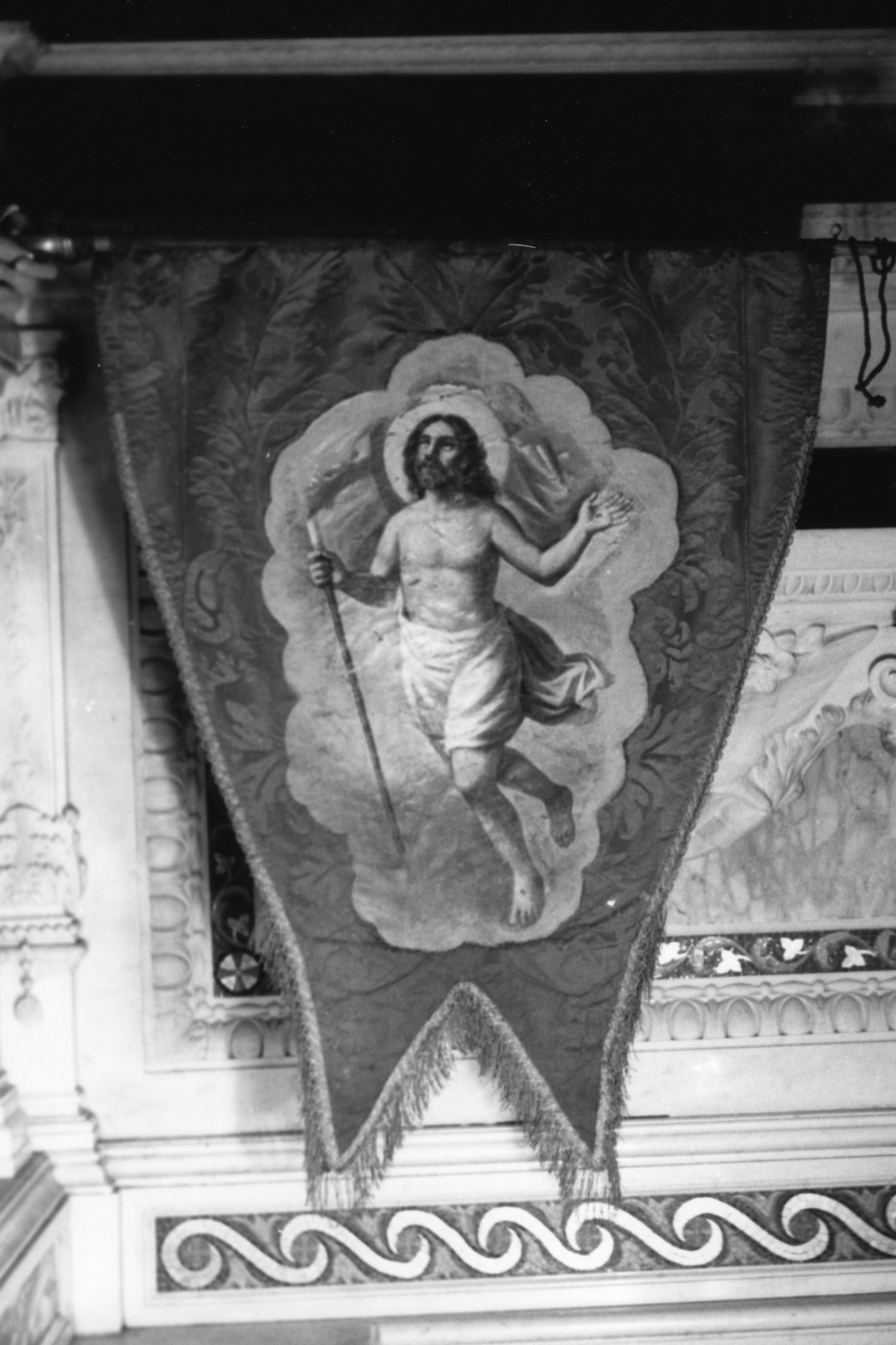 San Giovanni Battista/ ascensione di Cristo (stendardo processionale, opera isolata) - bottega italiana (ultimo quarto sec. XIX)