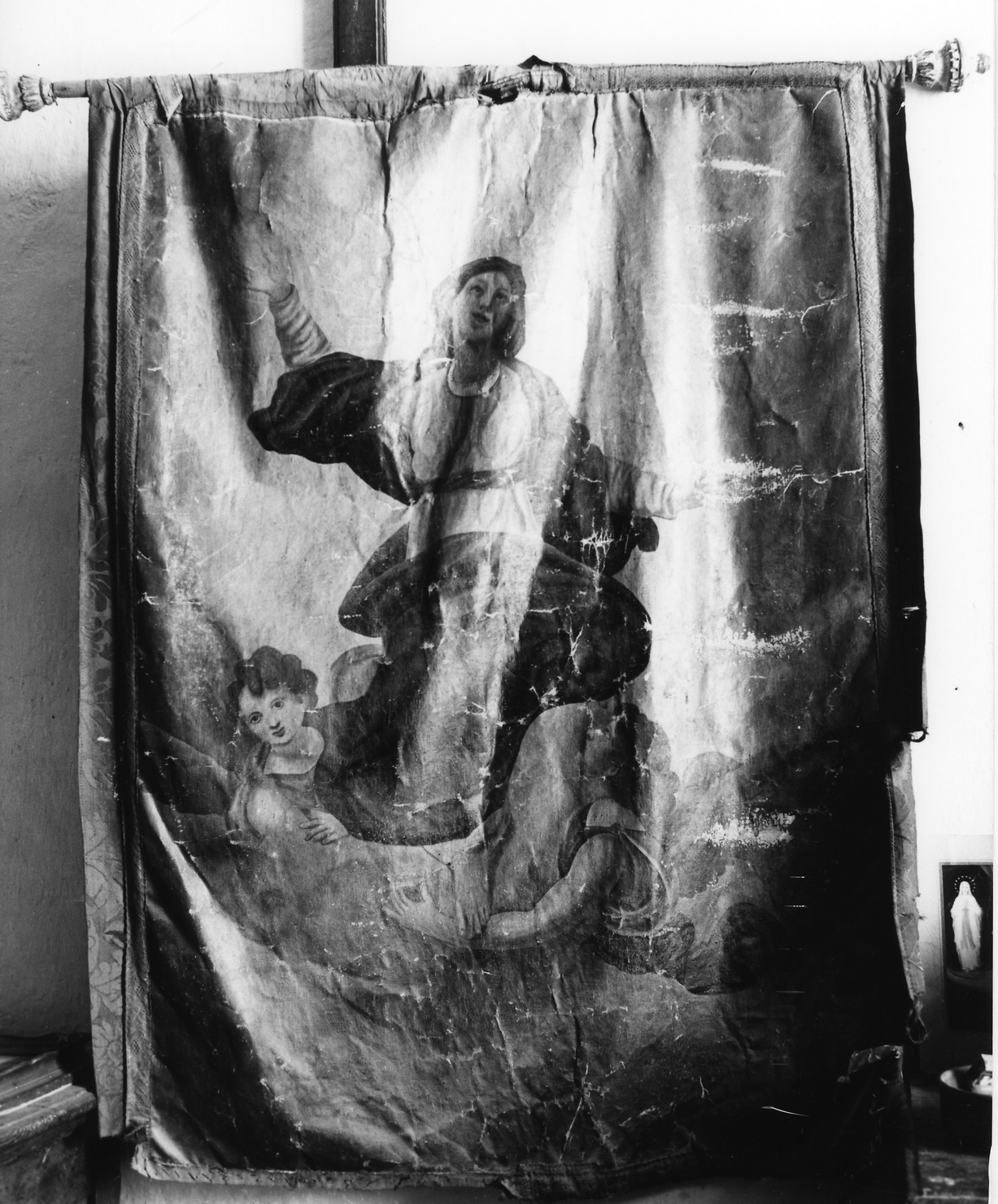 assunzione della Vergine/ battesimo di Cristo (stendardo processionale, opera isolata) - ambito ligure (sec. XIX)