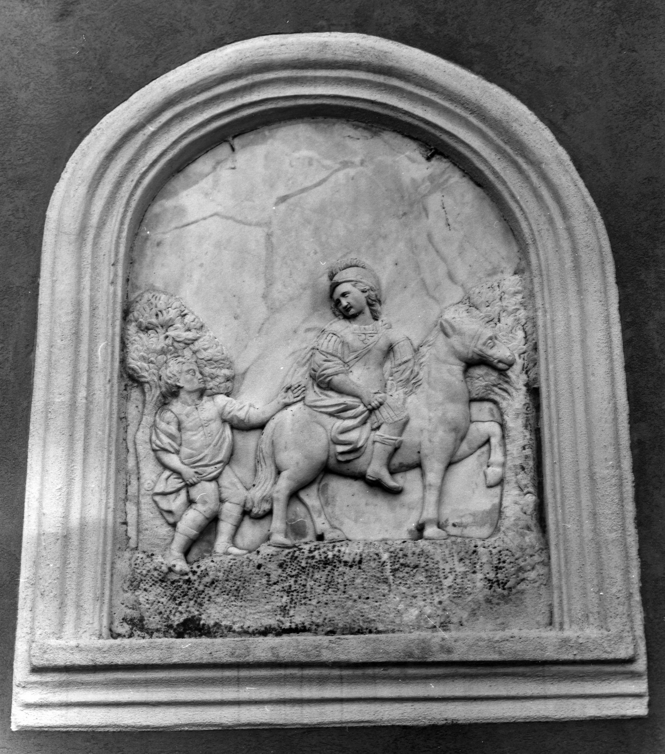 San Martino dona parte del mantello al povero (rilievo, opera isolata) - ambito ligure (seconda metà sec. XIX)