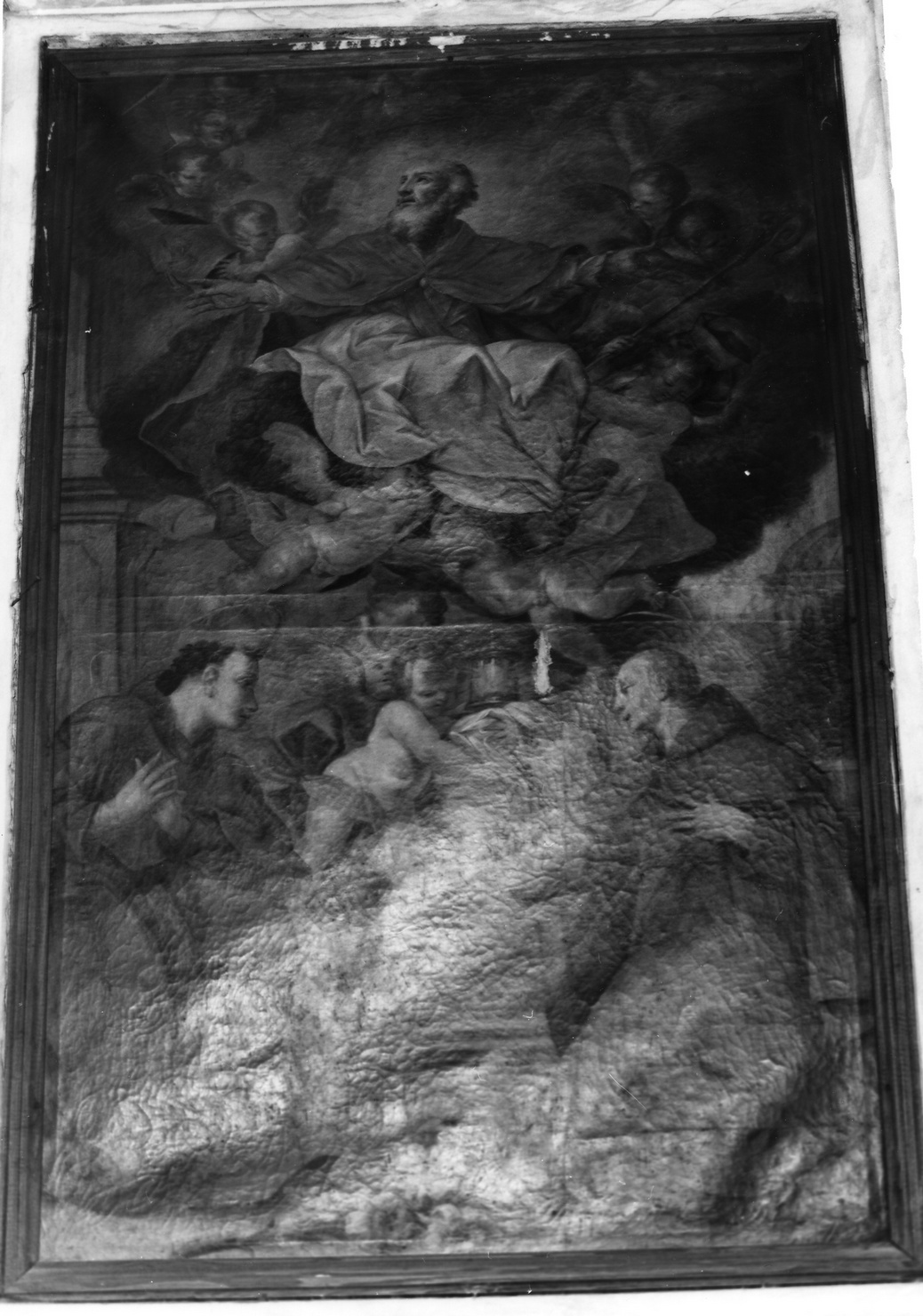 San Martino in gloria tra Sant'Antonio da Padova e San Pasquale Babylon (dipinto, opera isolata) - ambito ligure (prima metà sec. XVIII)