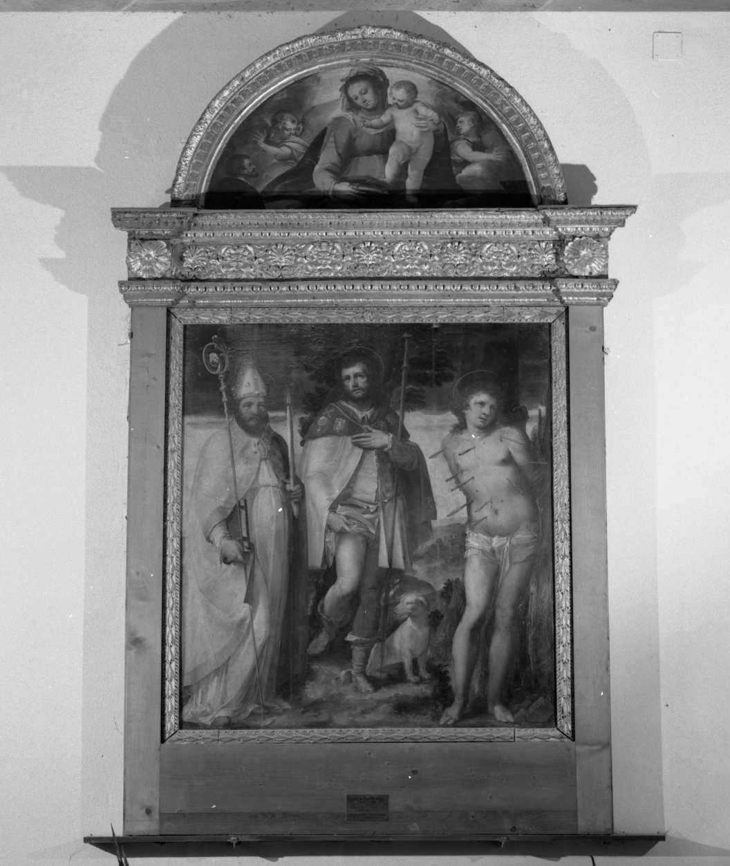 San Rocco, Sant'Erasmo e San Sebastiano (dipinto, opera isolata) di Cambiaso Luca detto Luchetto (metà sec. XVI)