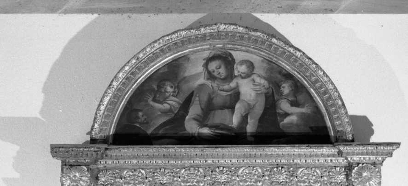 Madonna con Bambino e angeli (dipinto, opera isolata) di Cambiaso Luca detto Luchetto (metà sec. XVI)