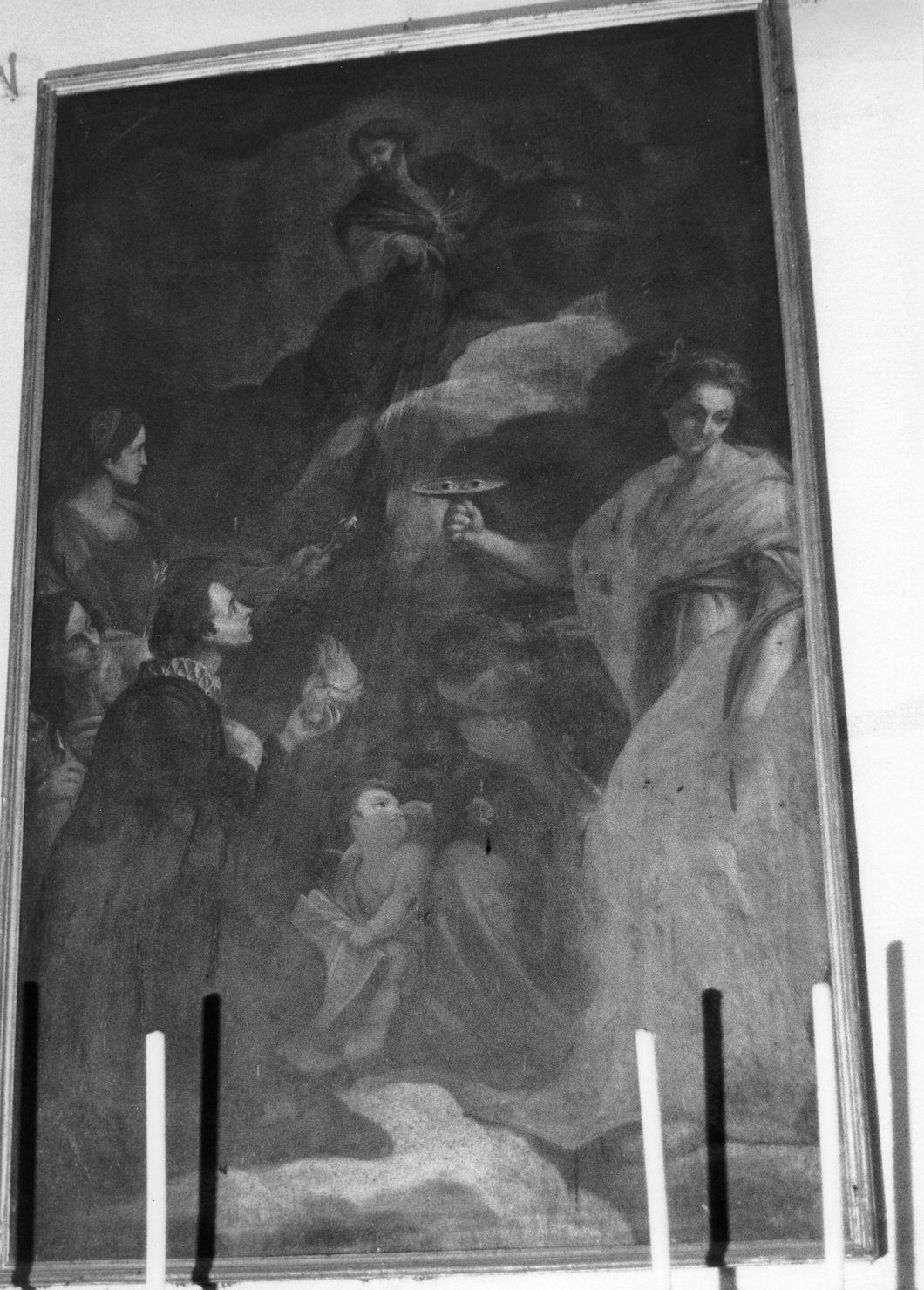 apparizione di Cristo a Santa Caterina Fieschi con Santa Lucia (dipinto, opera isolata) - bottega genovese (sec. XVIII)