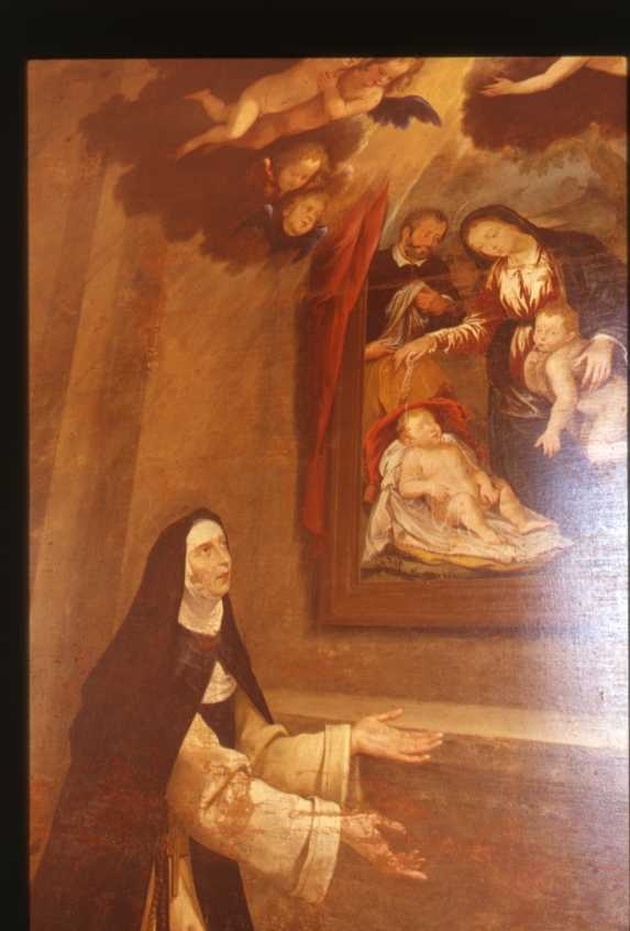 monaca turchina con angeli e rappresentazione Sacra Famiglia (dipinto, opera isolata) di Carlone Giovanni Andrea (seconda metà sec. XVII)