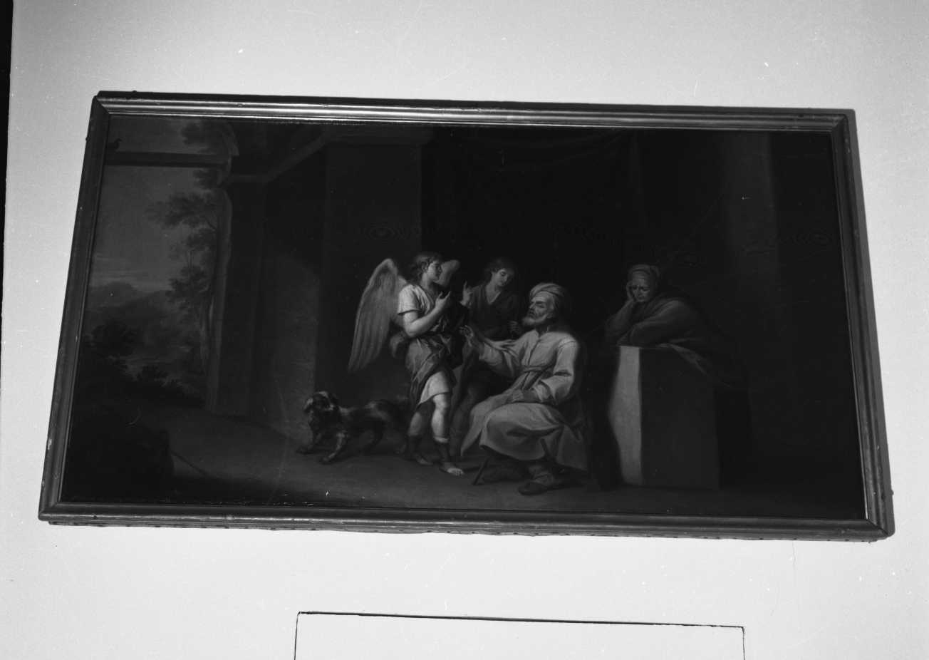 Tobia ridona la vista al padre (dipinto, elemento d'insieme) di Tagliafichi Santino Fortunato (attribuito) (primo quarto sec. XIX)
