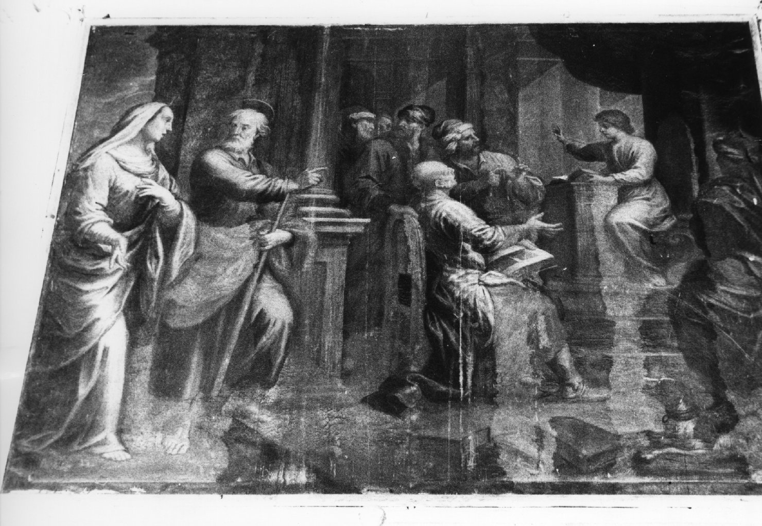 disputa di Gesù con i dottori nel tempio (dipinto) di Badaracco Giovanni Raffaele (scuola) (sec. XVIII)