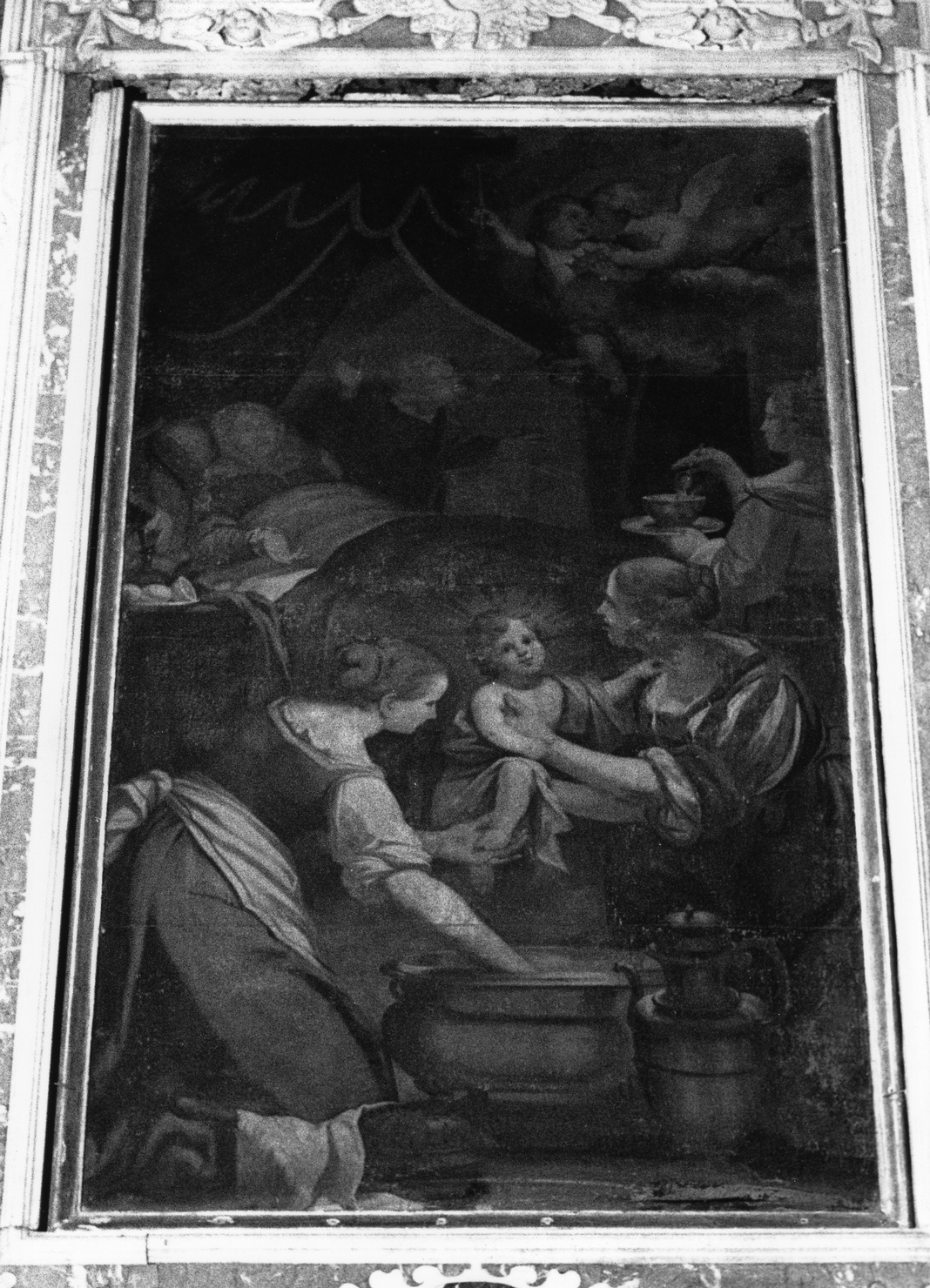 nascita di Maria Vergine (dipinto, opera isolata) di Languasco Tommaso Ludovico (sec. XVII)