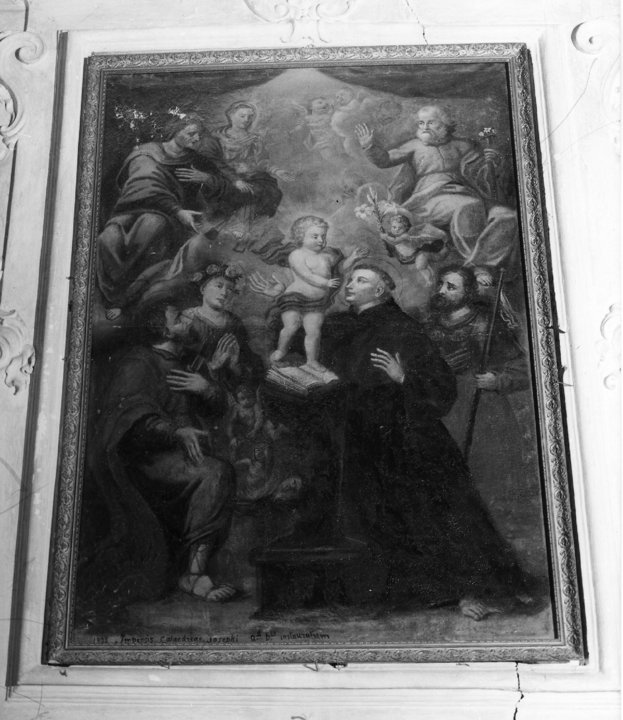 Sant'Antonio da Padova, Bambino Gesù, Vergine, Sant'Anna, San Giuseppe e Santi (dipinto, opera isolata) - ambito ligure (seconda metà sec. XVII)