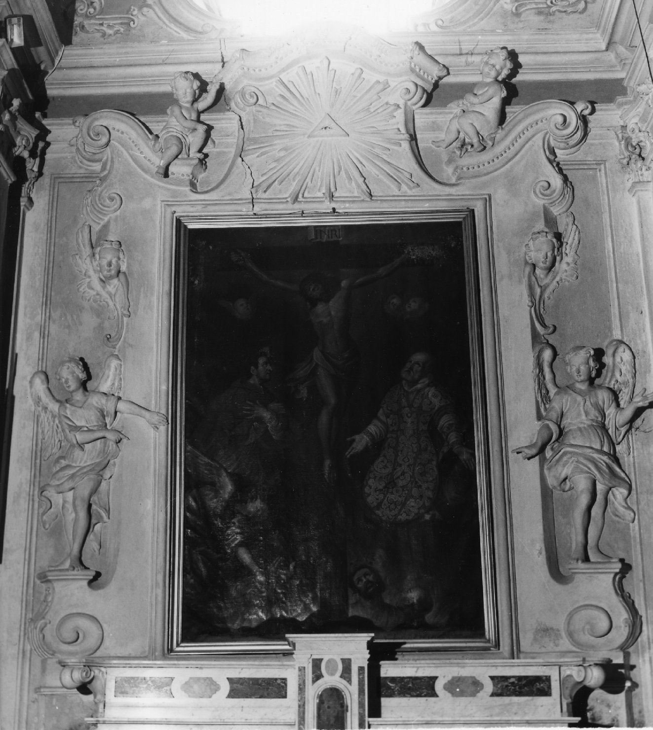 simbolo Trinitario e angeli (altare, elemento d'insieme) - produzione ligure (seconda metà sec. XVIII)