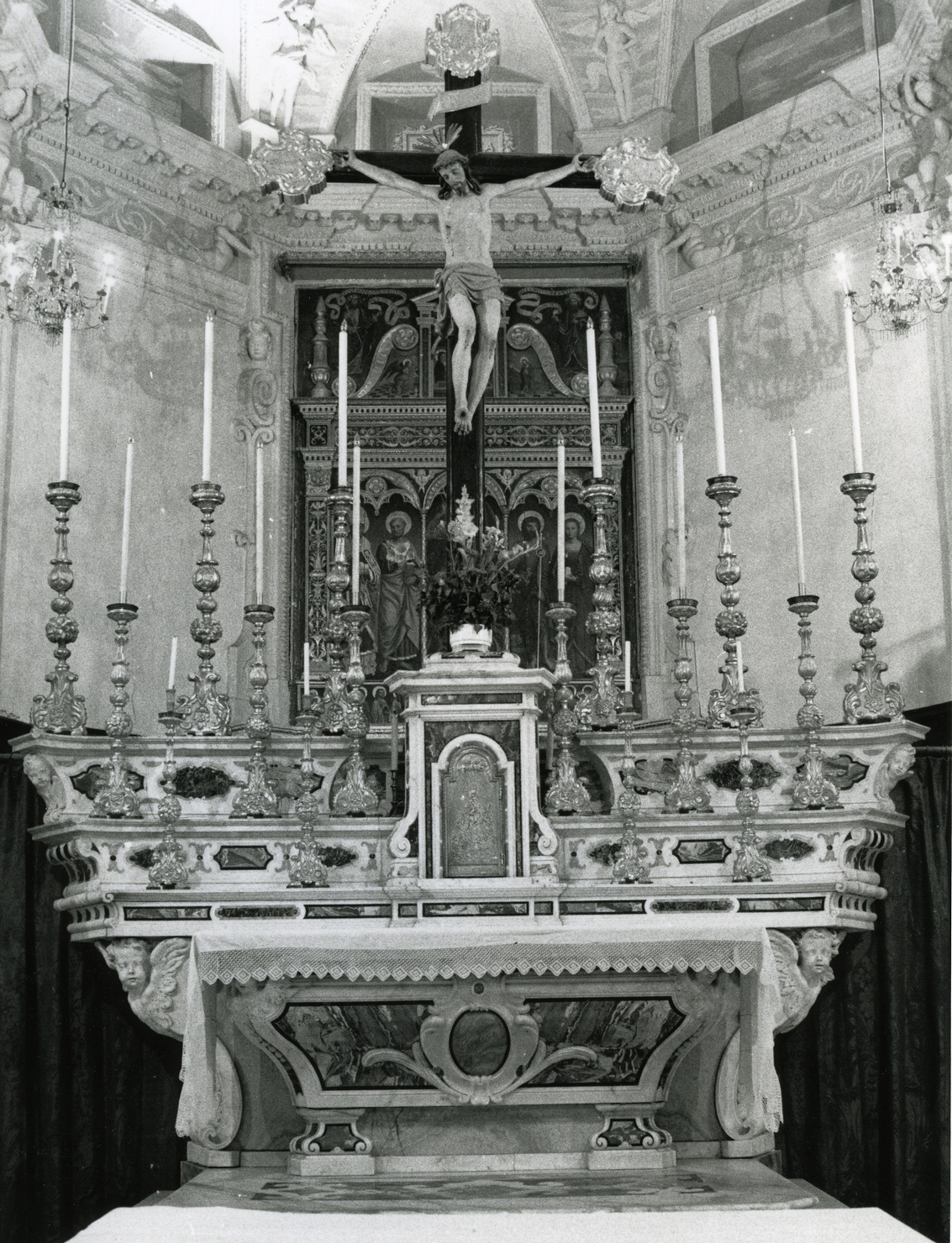 altare maggiore, opera isolata di Aschero Giovanni Battista, Torre Giovanni Battista (secondo quarto sec. XVIII)