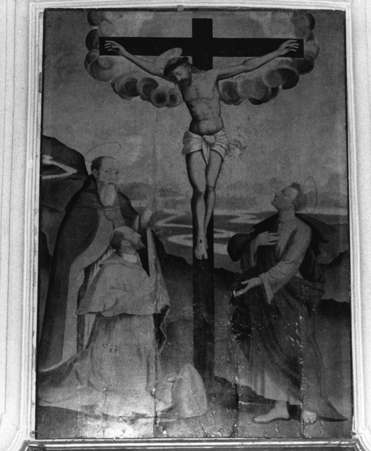 crocifissione di Cristo (dipinto) di De Rossi Giulio (ultimo quarto sec. XVI)