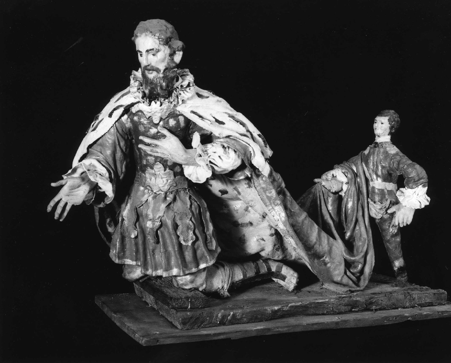 Re Mago con valletto (statuetta di presepio, elemento d'insieme) - ambito ligure (prima metà sec. XIX)