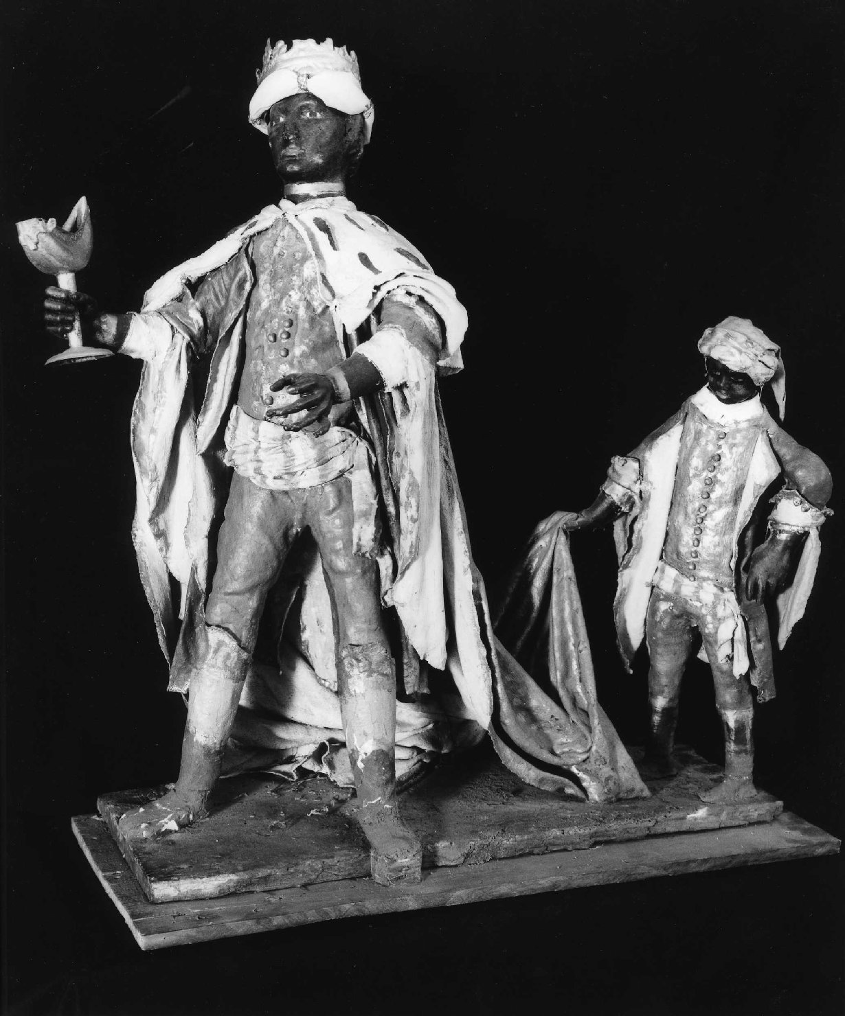 Re Mago con Valletto RE (statuetta di presepio, elemento d'insieme) - ambito ligure (prima metà sec. XIX)