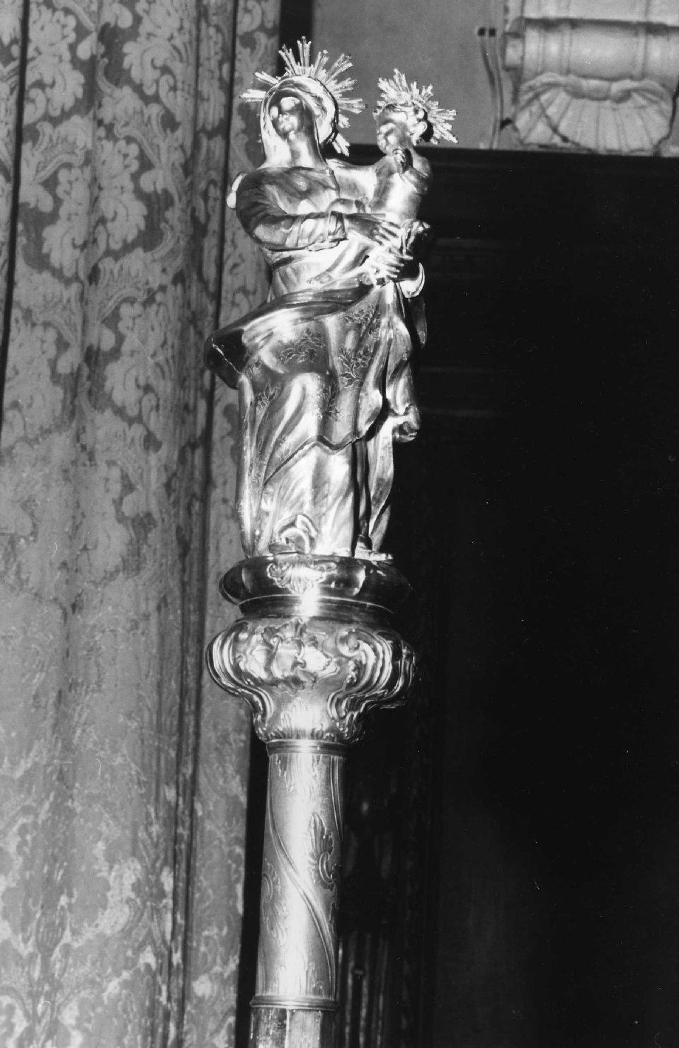 Madonna con Bambino (bastone pastorale, opera isolata) - ambito ligure, ambito ligure (secondo quarto sec. XIX)