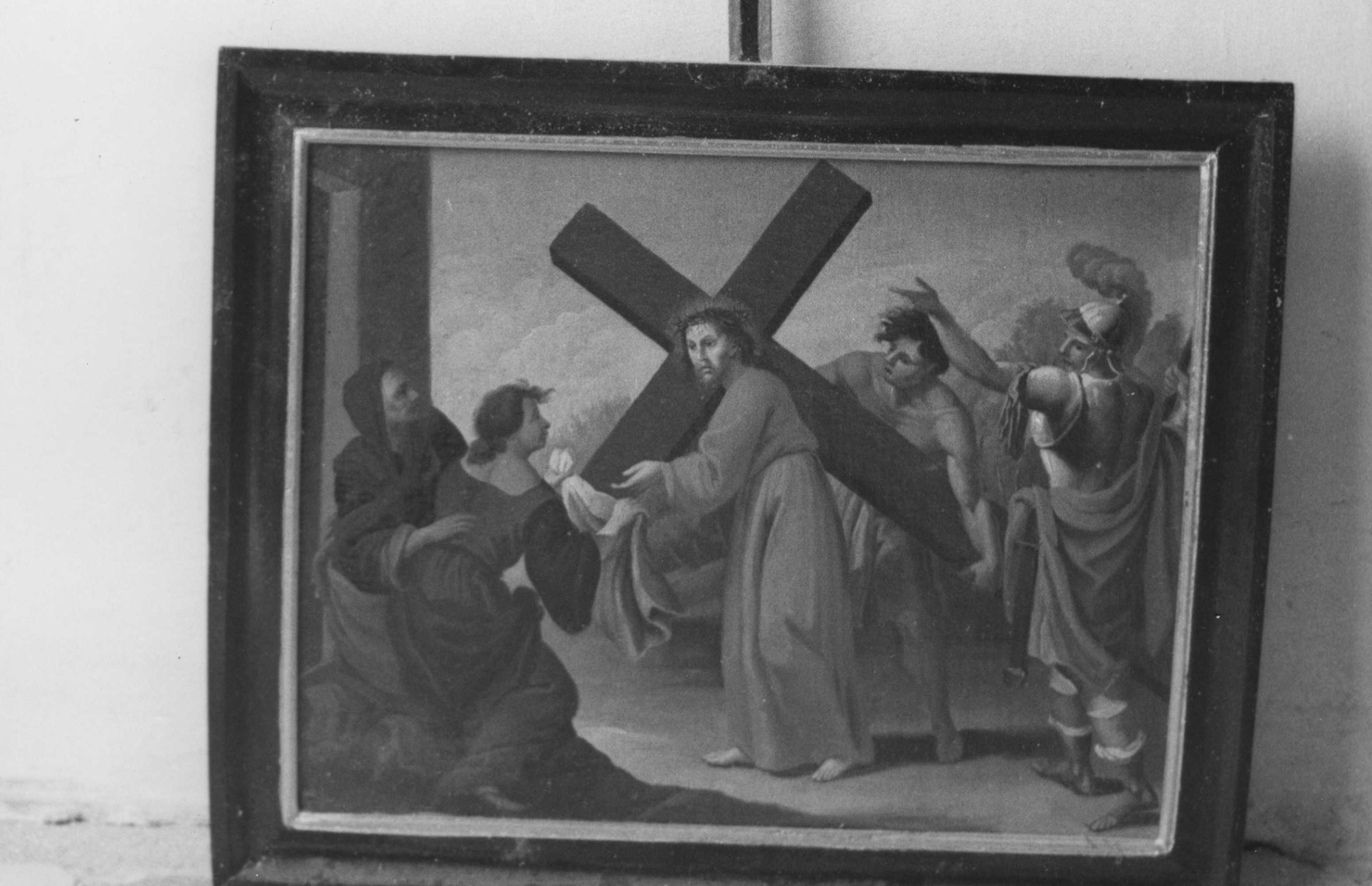 SESTA STAZIONE/ GESU' E' ASCIUGATO DALLA VERONICA, stazione VI: Gesù asciugato dalla Veronica (dipinto, elemento d'insieme) - ambito ligure (fine/inizio, fine/inizio secc. XVIII/ XIX, secc. XVIII/ XIX)