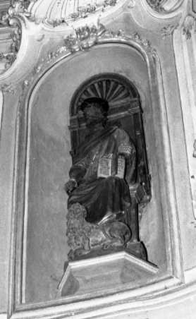 San Marco Evangelista (scultura, elemento d'insieme) di Ligorio Francesco de (secondo quarto sec. XVI)