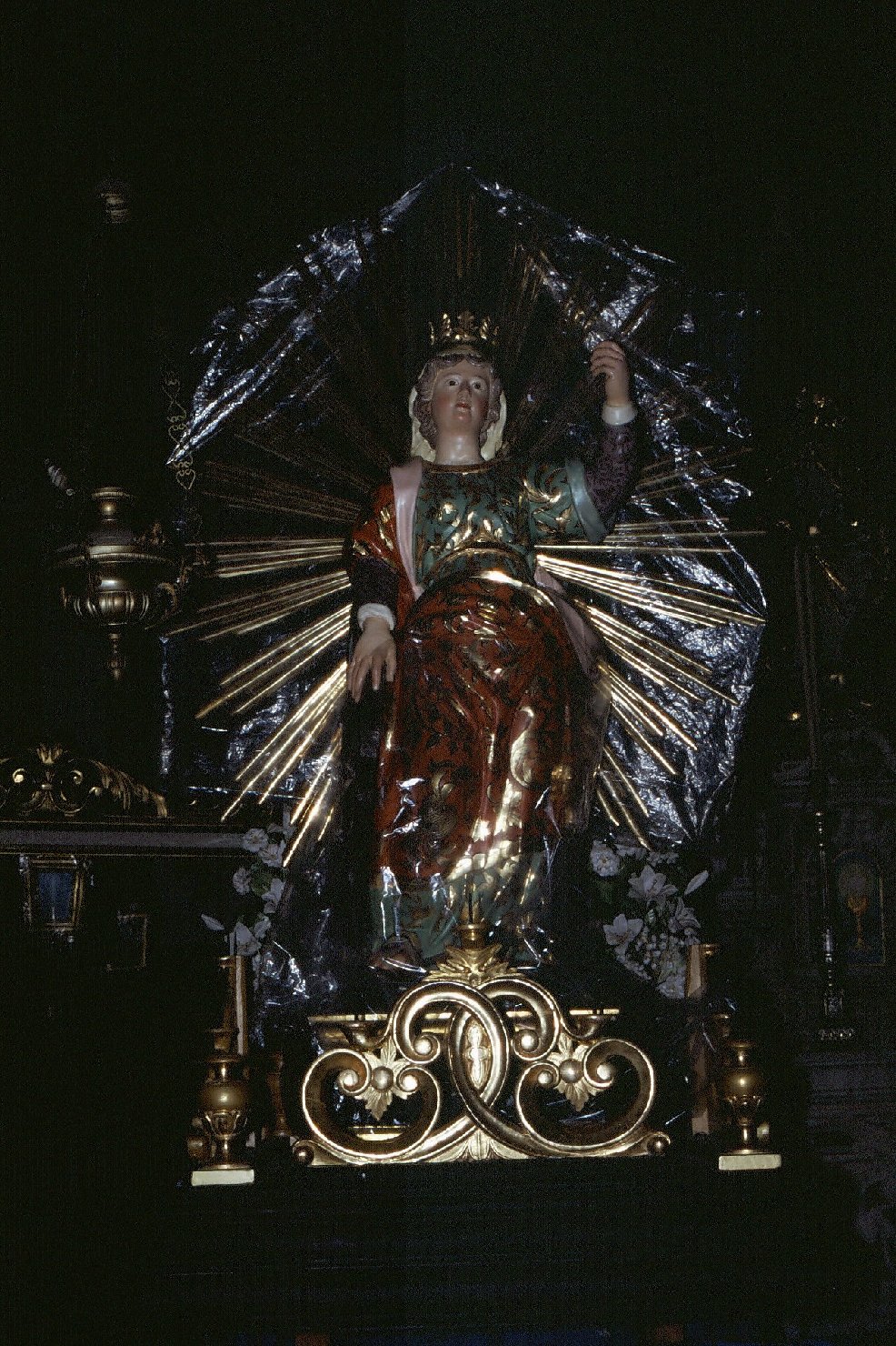 SANTA CATERINA D'ALESSANDRIA E IL MIRACOLO DELLA RUOTA (scultura, opera isolata) - bottega piemontese (metà sec. XVII)