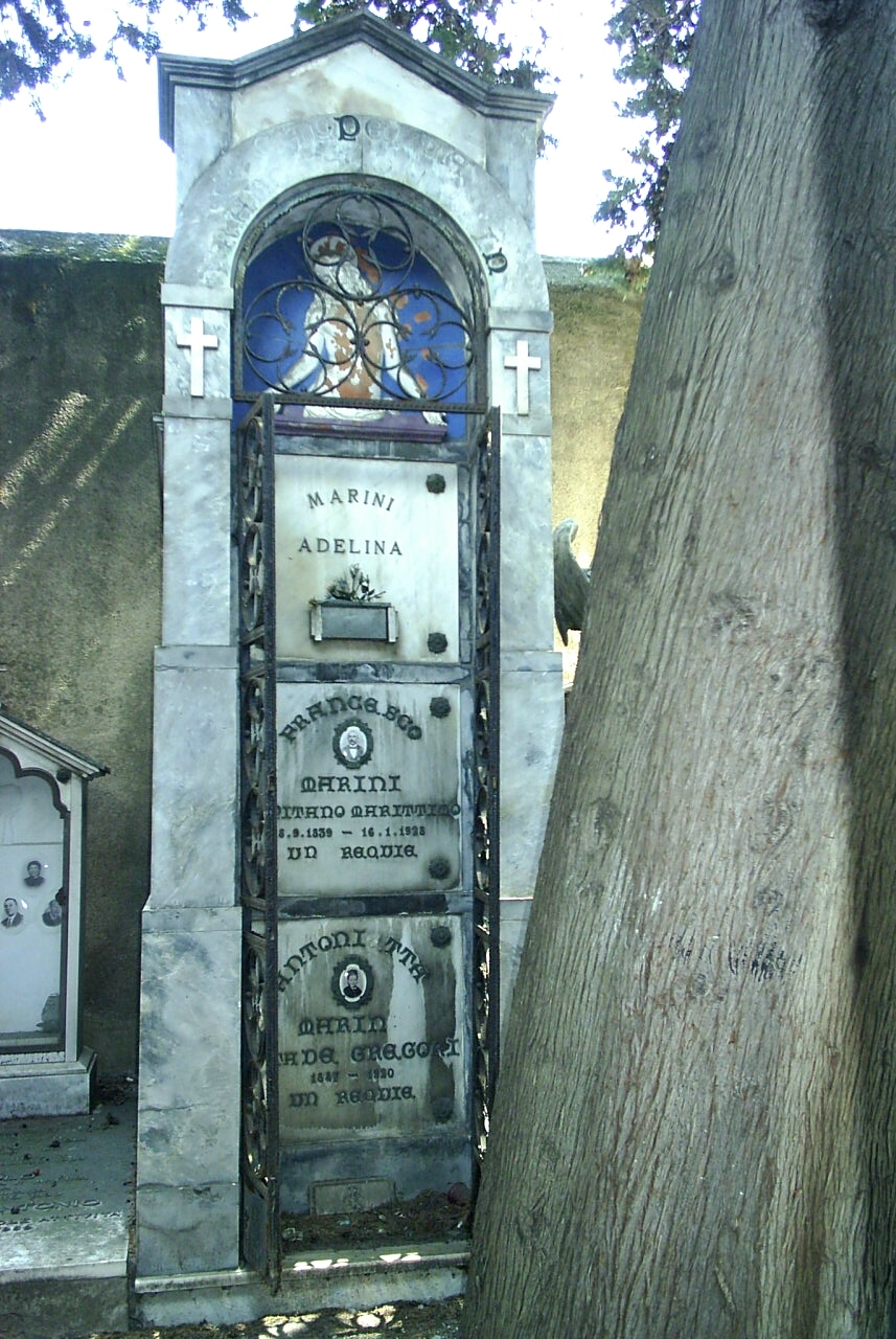 Cristo risorto mostra le sue piaghe (monumento funebre - a tempietto, opera isolata) - ambito ligure (sec. XX)