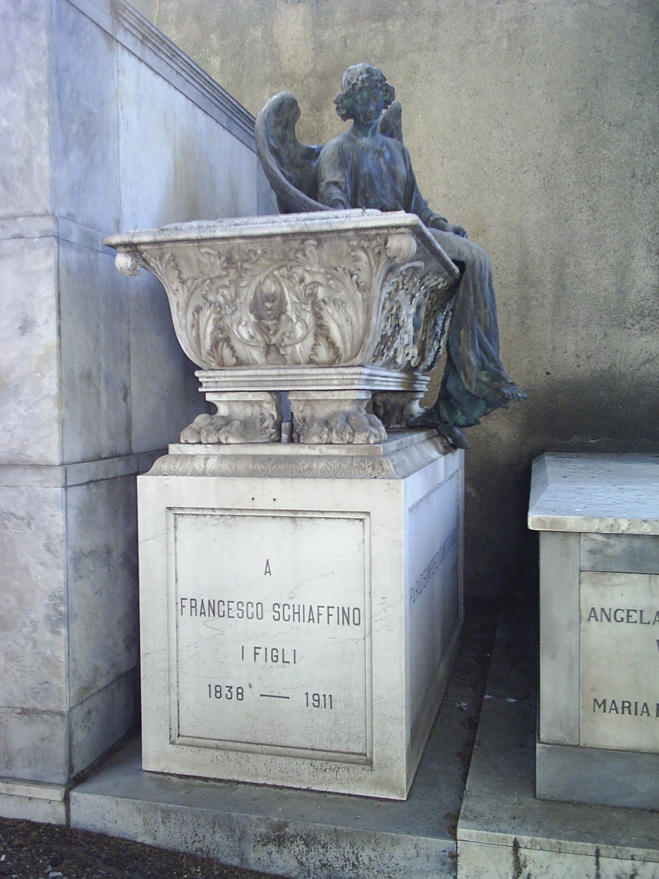 angelo custode della tomba (monumento funebre - a lastra, opera isolata) - ambito ligure (sec. XX)