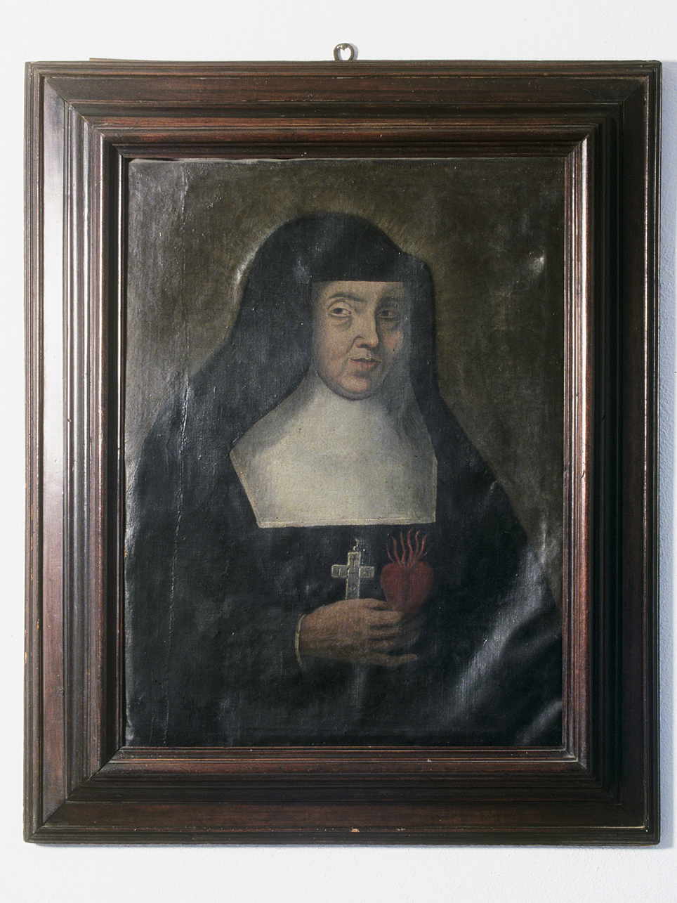 Monaca con cuore fiammeggiante (dipinto, serie) - ambito ligure (sec. XVIII)