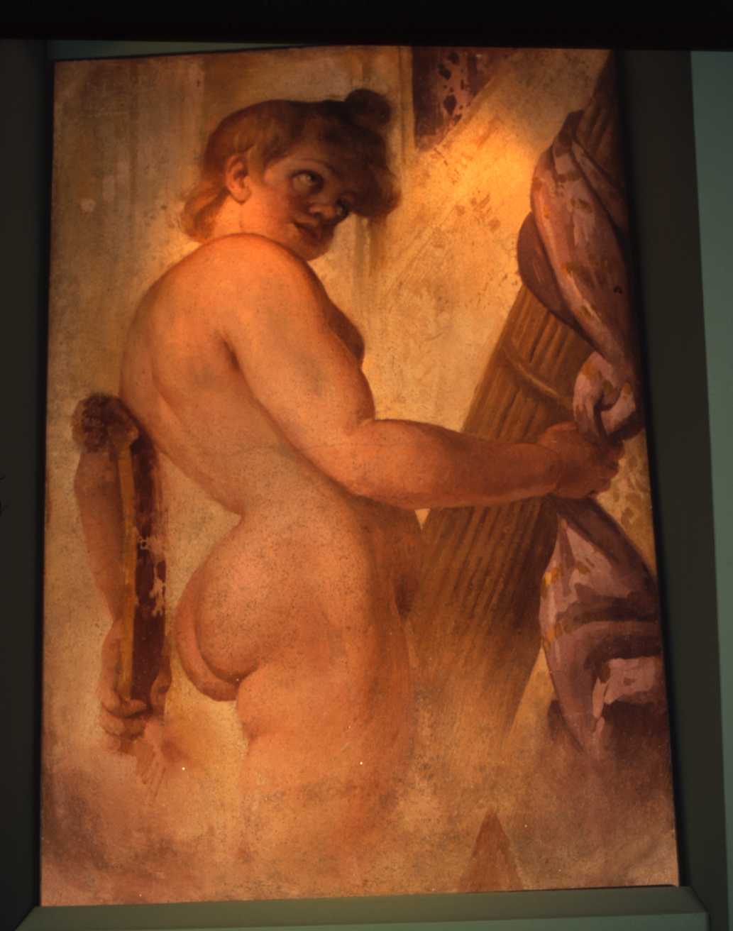 putto con attributi marinareschi (dipinto, frammento) di Bialetti Ferdinando (inizio sec. XX)