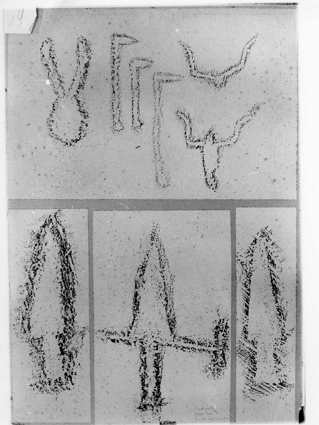 PUGNALI UTENSILI E FIGURE ZOOMORFE (disegno) di Bicknell Clarence (attribuito) (secc. XIX/ XX)