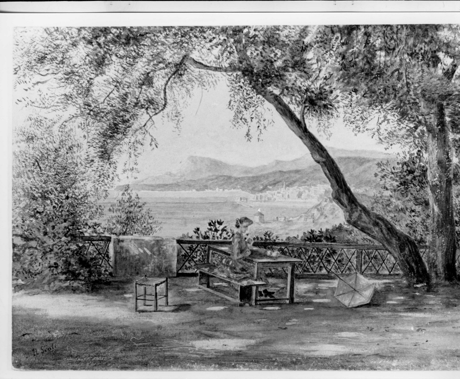 MENTON, veduta di Mentone (disegno, opera isolata) di Scali H (sec. XIX)