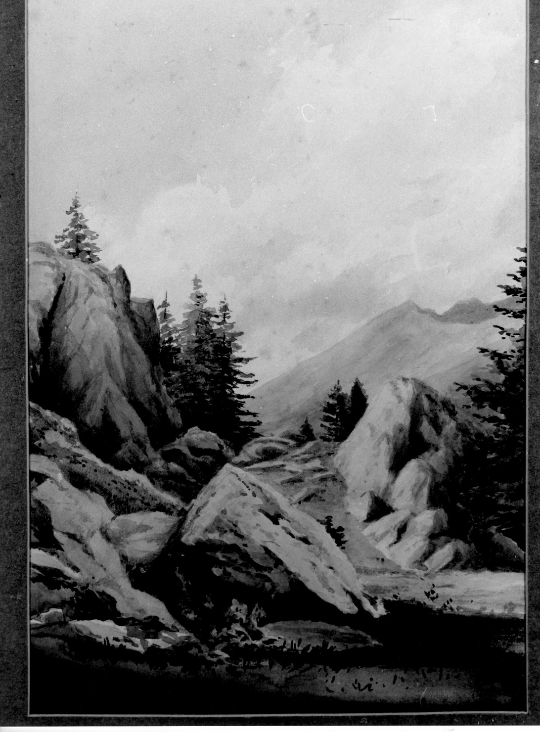 VEDUTA DELLA VALLE DI CASTERINO, veduta della valle di Casterino (disegno, opera isolata) di Bicknell Clarence (attribuito) (fine/inizio secc. XIX/ XX)