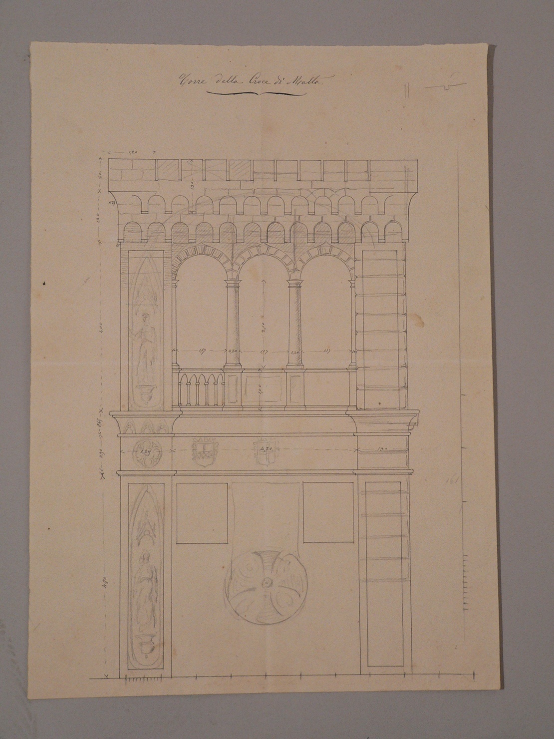 TORRE DELLA CROCE DI MALTA, elementi architettonici (disegno, opera isolata) - ambito italiano (?) (sec. XIX)